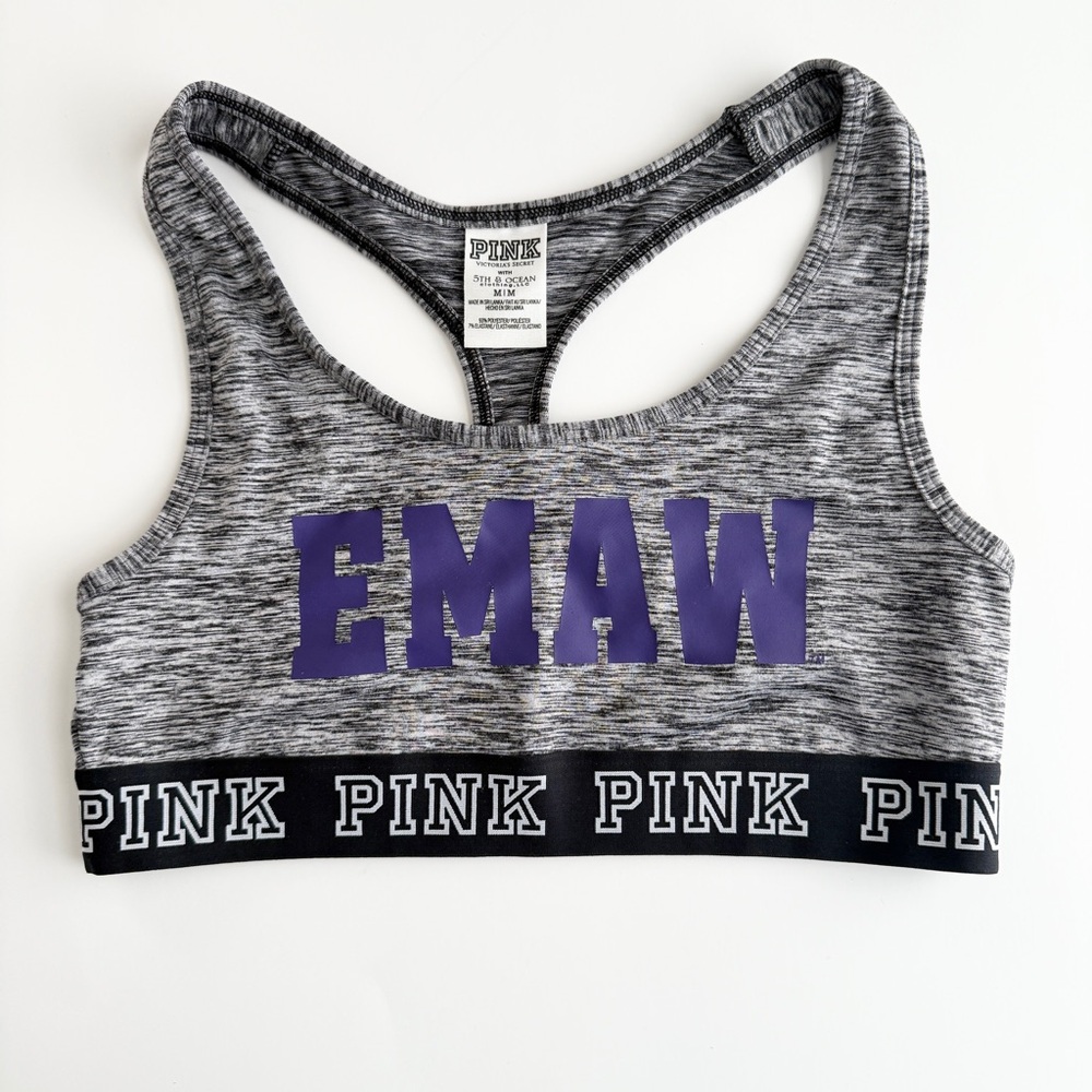 Victoria's Secret PINK K-State EMAW Sports Bra Grey - Medium